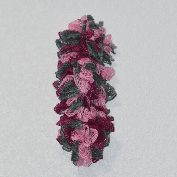 Homemade Marron, Pink, and Grey Ruffle Scarf - Picture 2 of 2